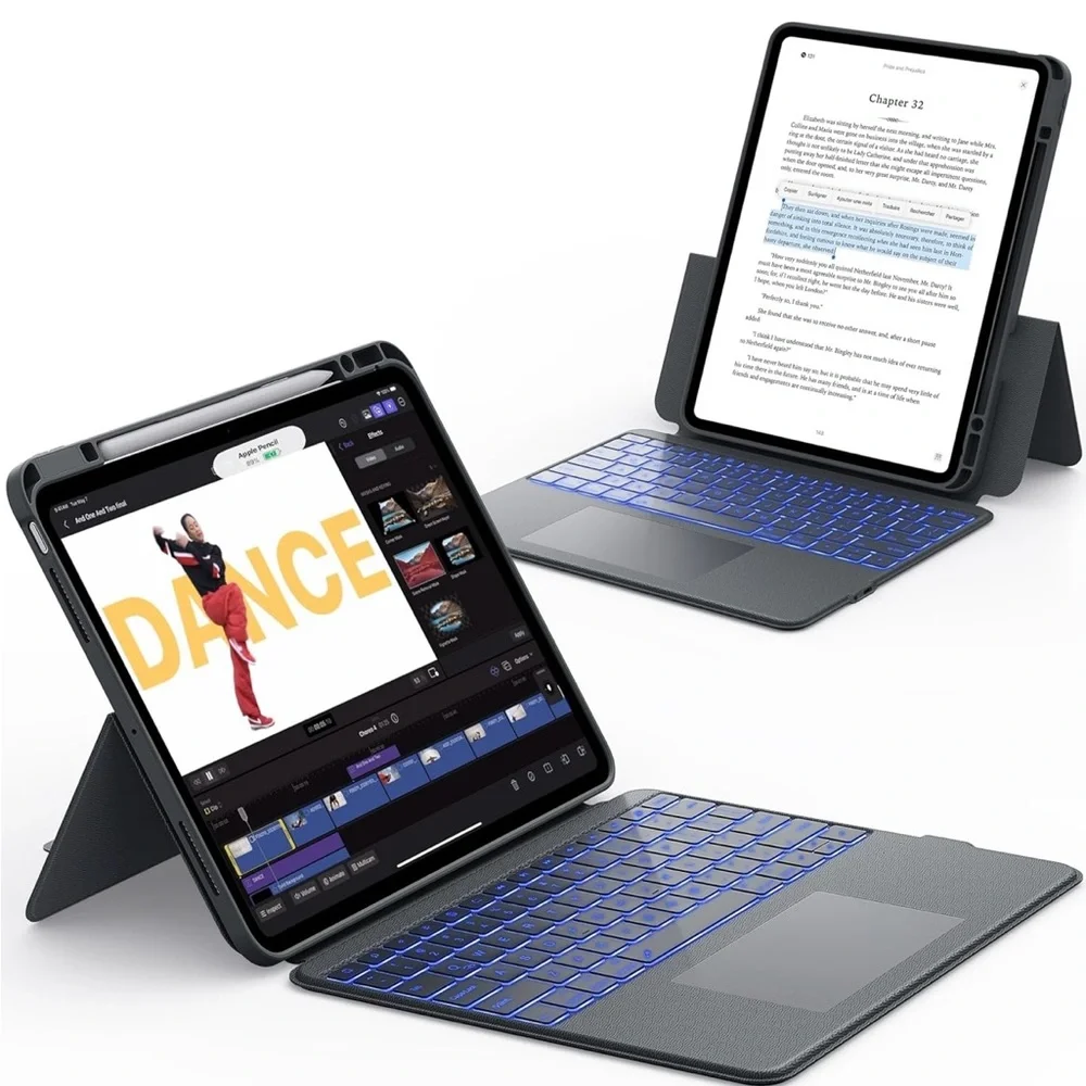 Gray Tablet Keyboard Case with Modern Design